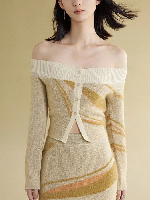 Off-shoulder Short Cardigan