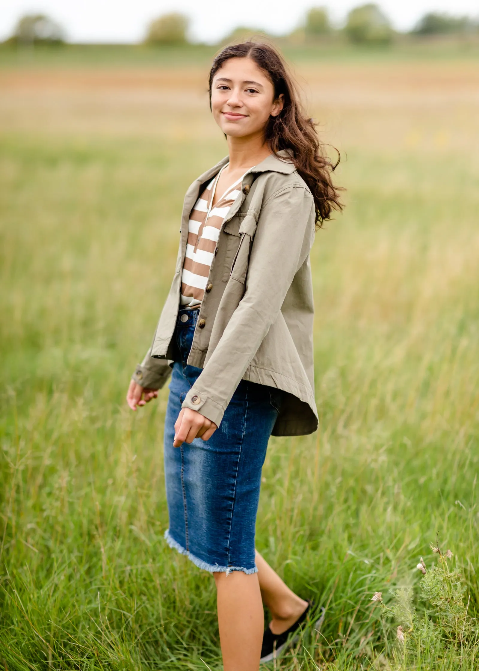 Olive Green High-Low Button Up Utility Jacket - FINAL SALE