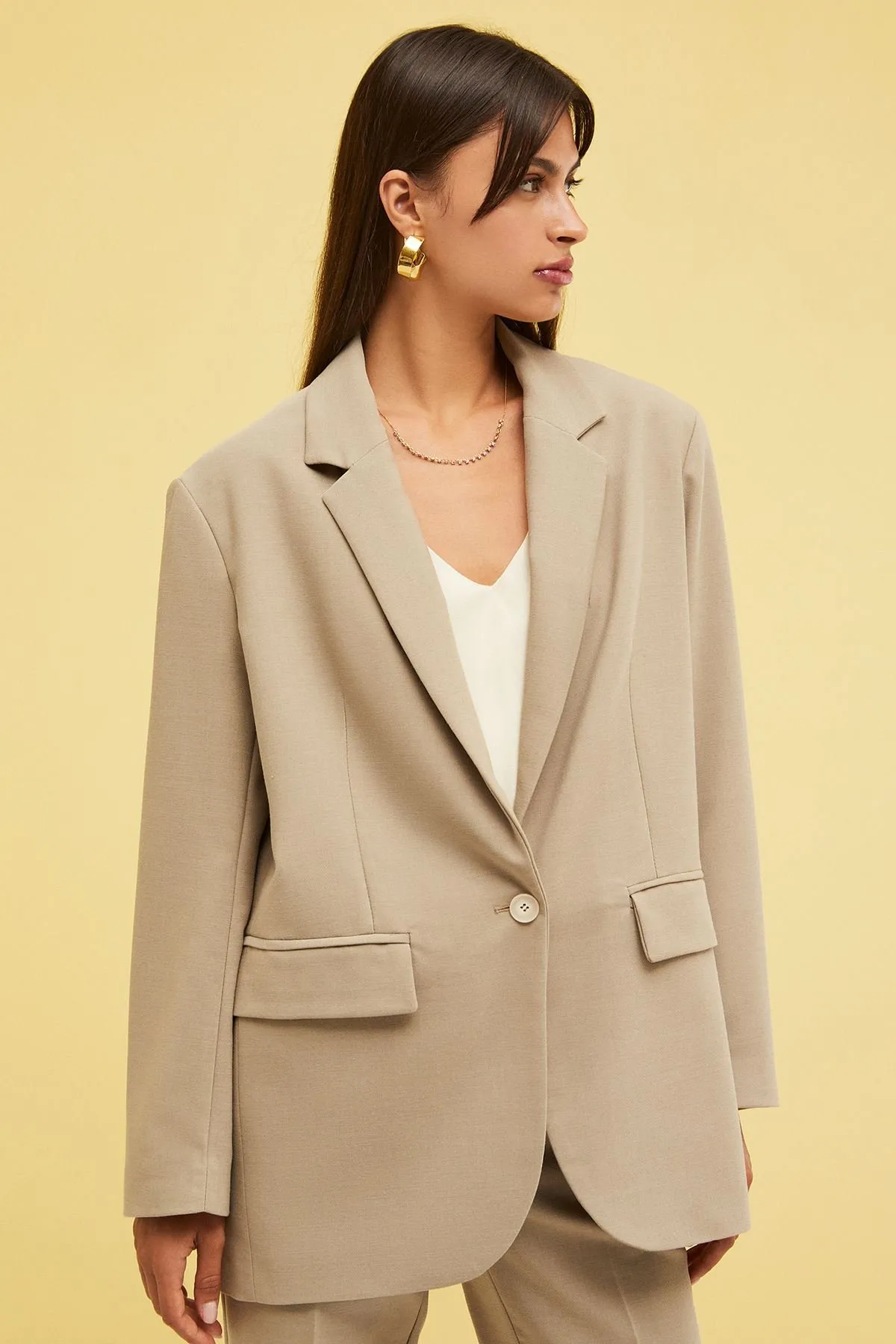 Oversized one-button jacket