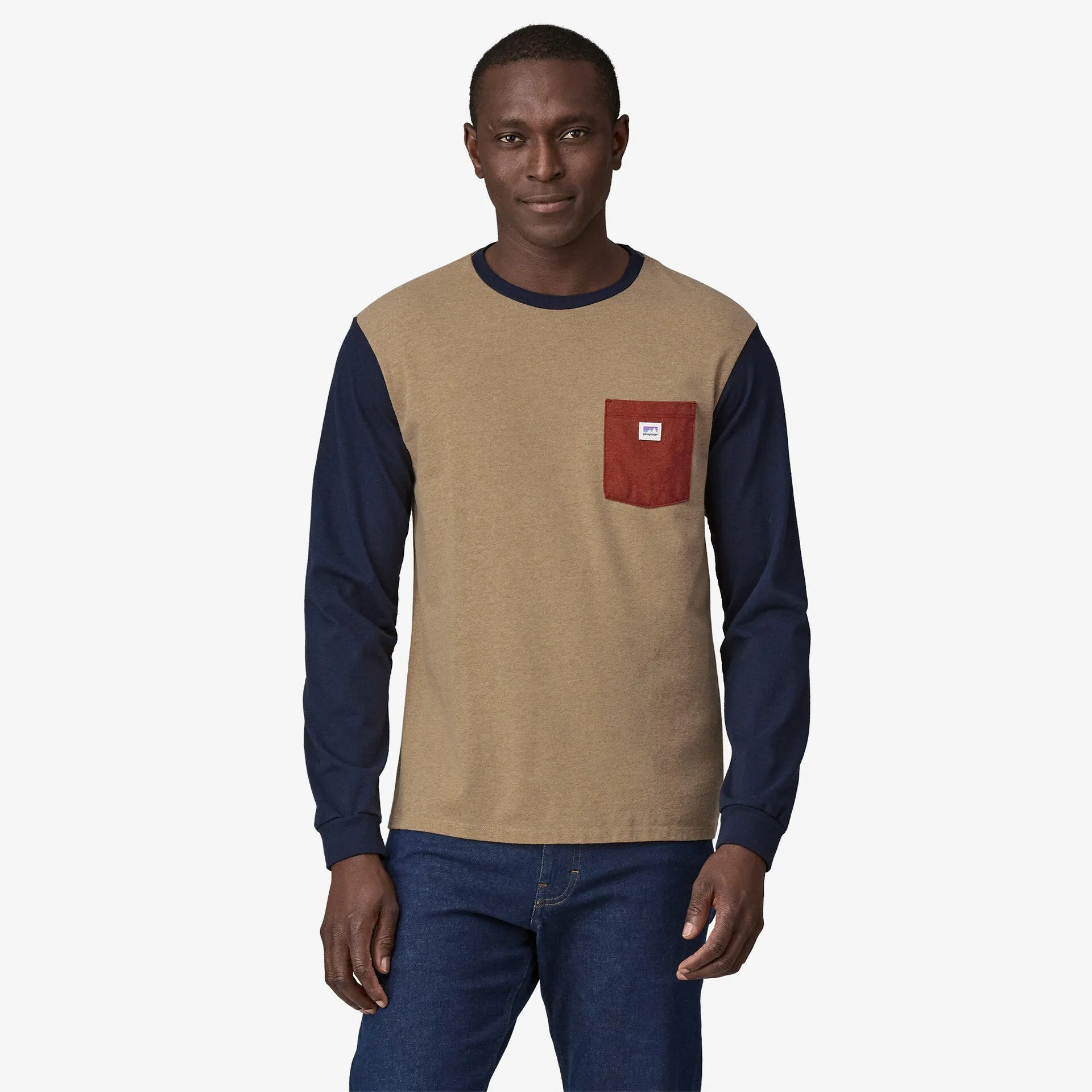 Patagonia Long-Sleeved Shop Sticker Pocket Responsibili-Tee-Grayling Brown