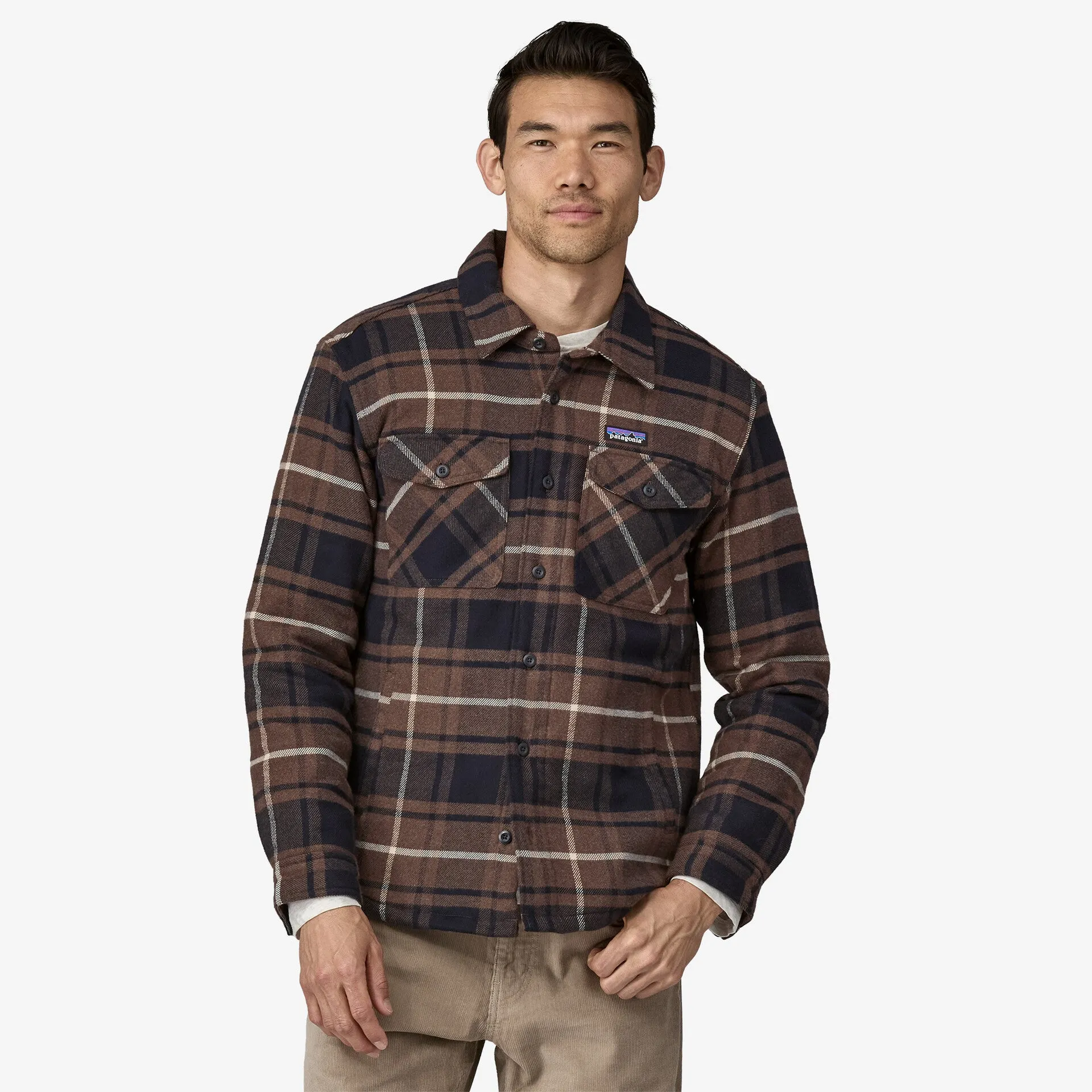 Patagonia Men's Lightweight Insulated Fjord Flannel Shirt-Molasses Brown