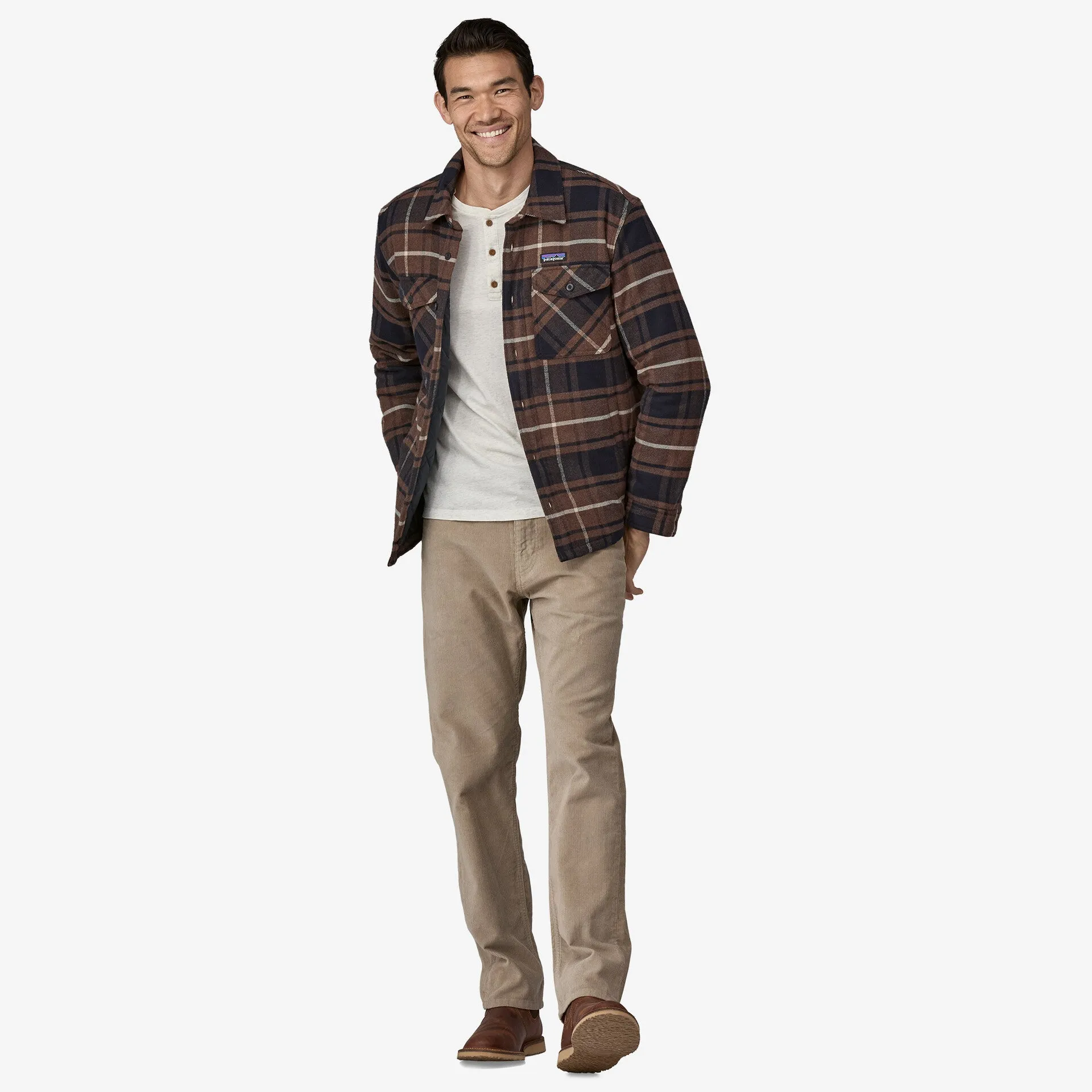 Patagonia Men's Lightweight Insulated Fjord Flannel Shirt-Molasses Brown