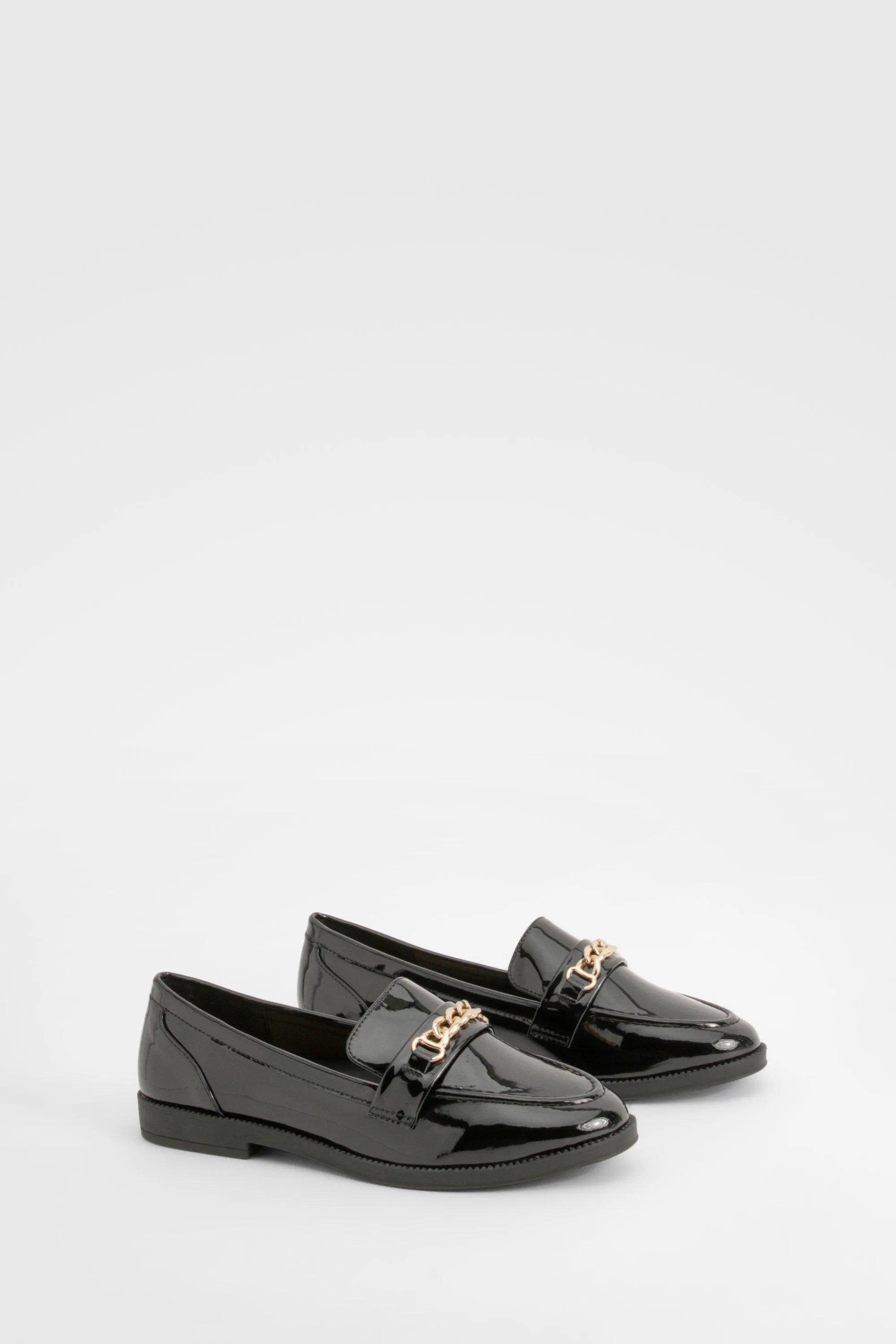 Patent Chain Trim Loafers