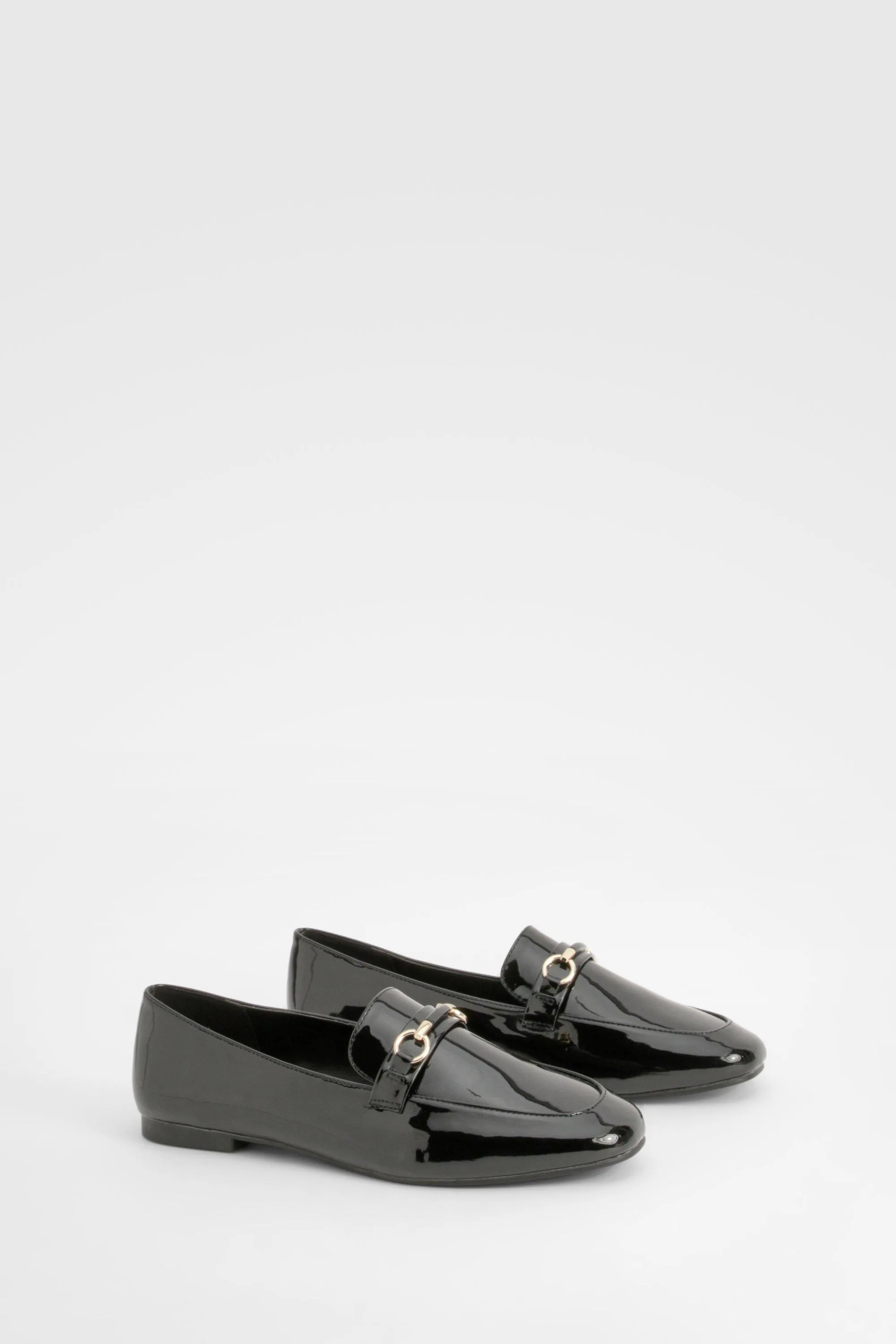 Patent Round Toe Single Bar Loafers