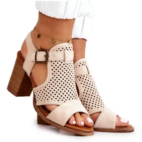 PE1 Openwork Sandals On A Bar Beige Hey Lover