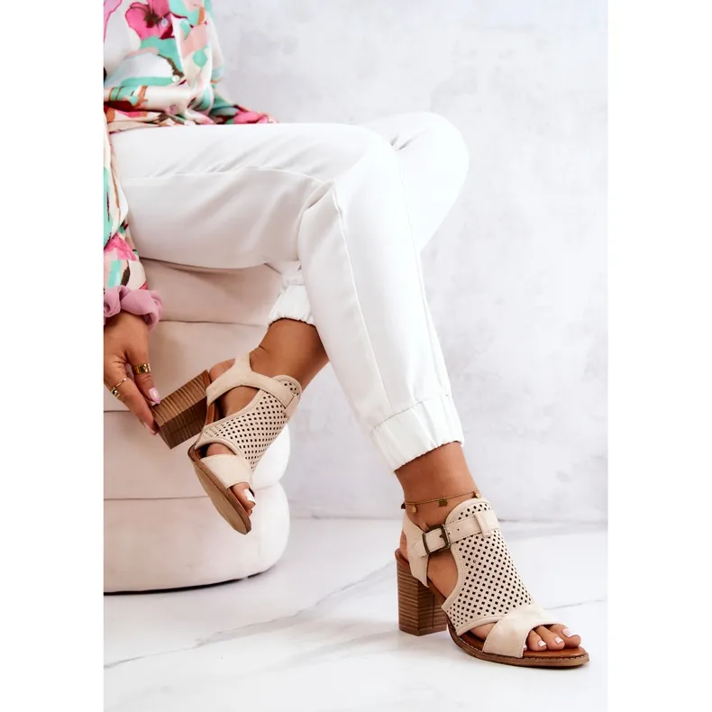 PE1 Openwork Sandals On A Bar Beige Hey Lover