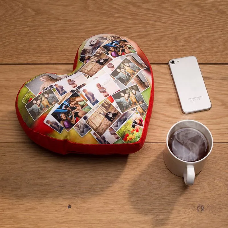 Personalised Heart Cushion. Heart-Shaped Photo Cushions.