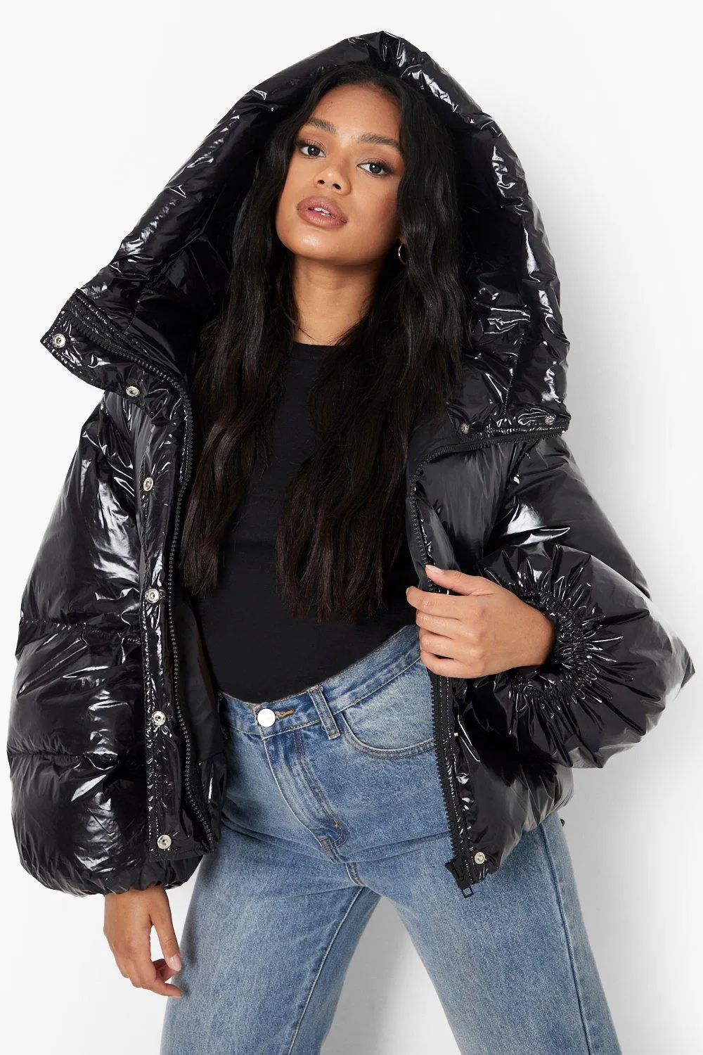 Petite High Shine Oversized Puffer Jacket