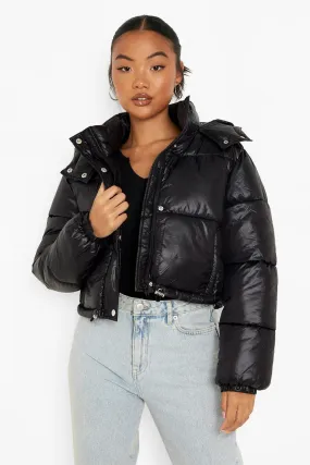 Petite Hooded Crop Puffer Jacket