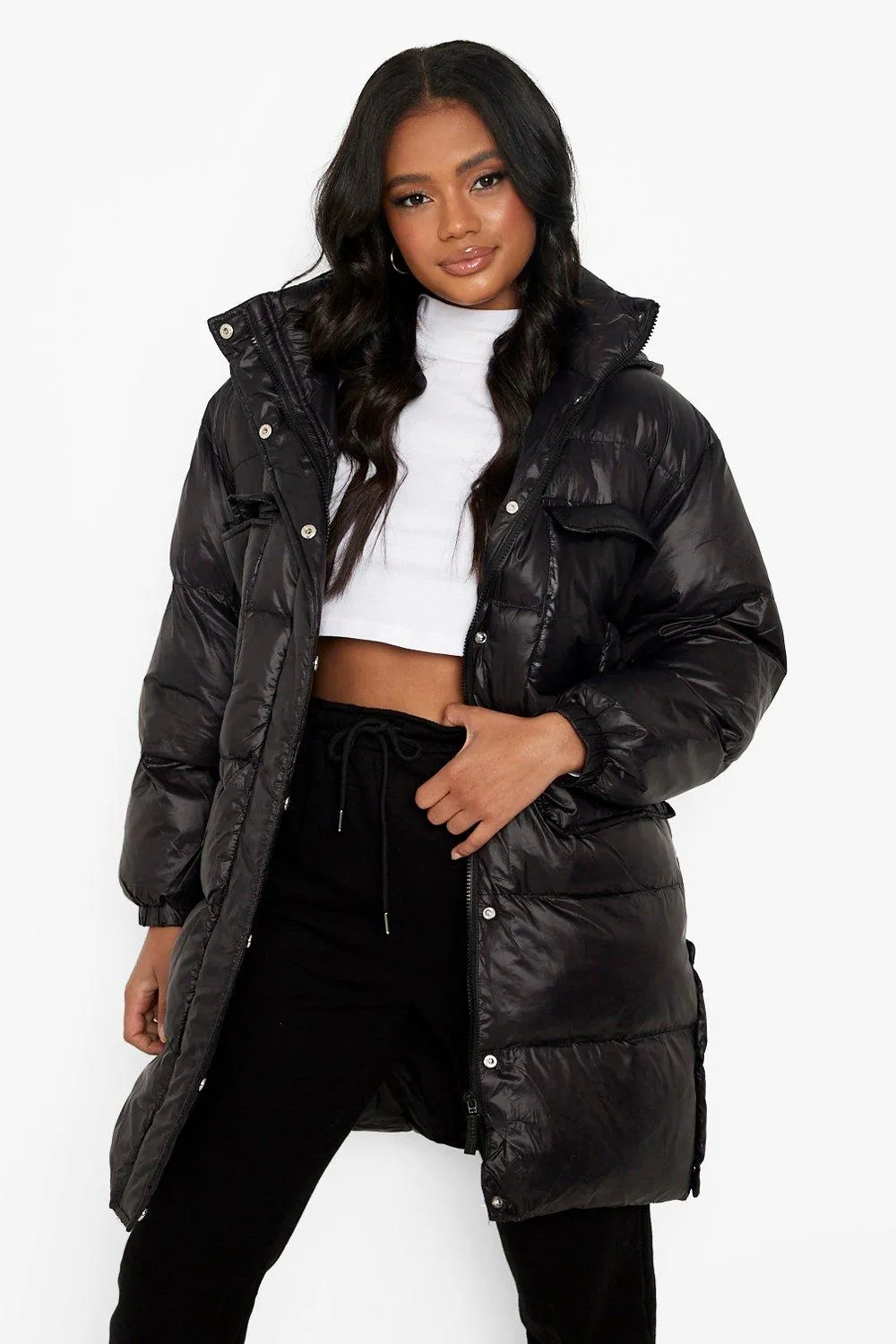 Petite Hooded Maxi Puffer Jacket