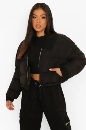 Petite Padded Crop Puffer Bomber Jacket