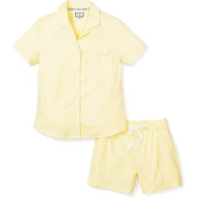 Petite Plume Women's Short Sleeve Short Set, Yellow Gingham