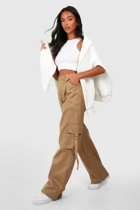 Petite Wide Leg Tab Detail Cargo Pants