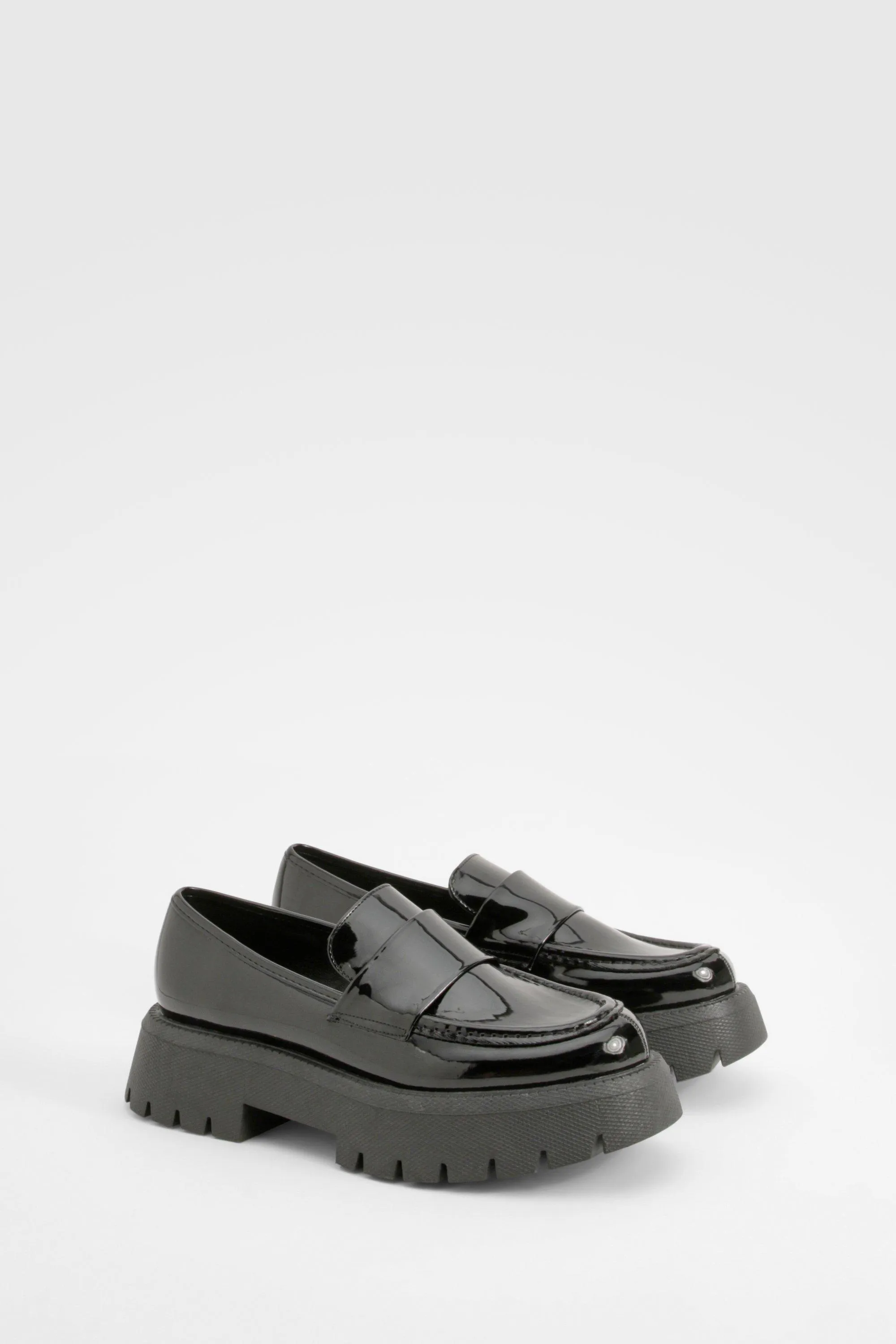 Platform Patent Chunky Sole T Bar Loafers