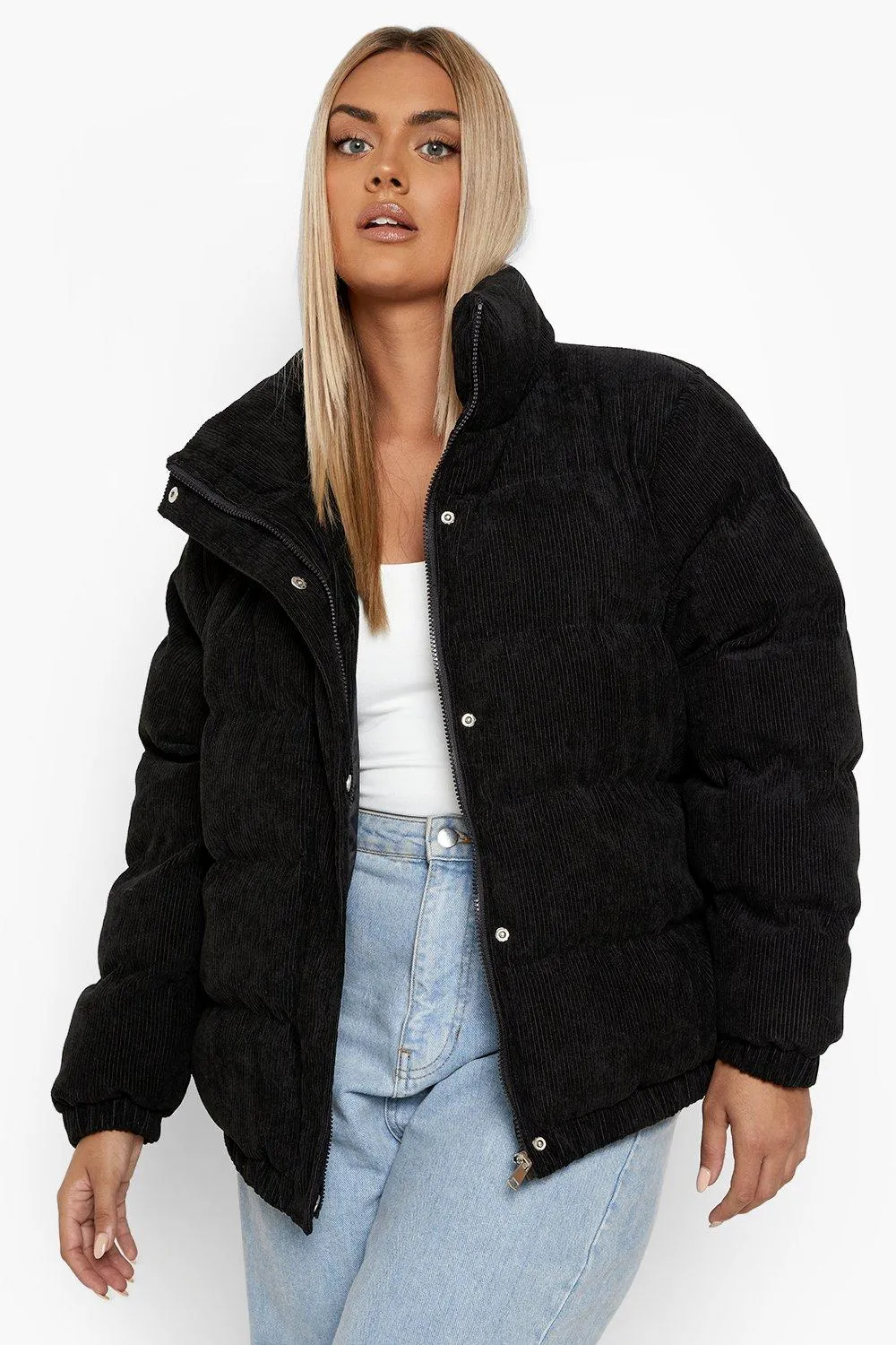 Plus Funnel Neck Puffer Jacket