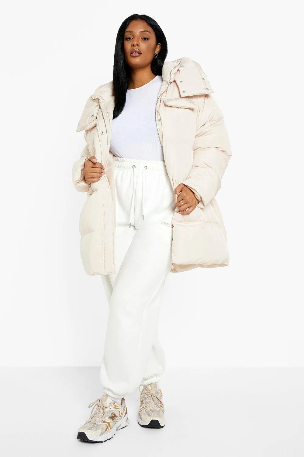 Plus Oversized Pocket Detail Puffer Jacket