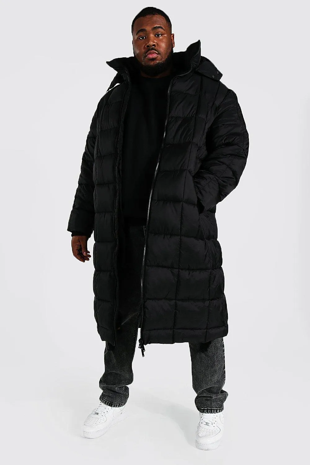 Plus Ripstop Funnel Neck Longline Puffer