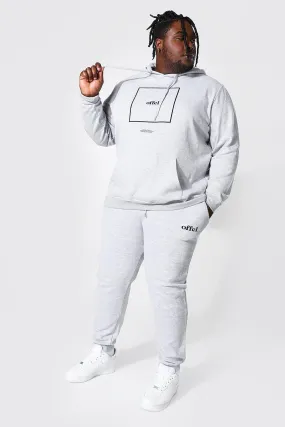 Plus Size Offcl Box Print Hooded Tracksuit | boohooMAN UK