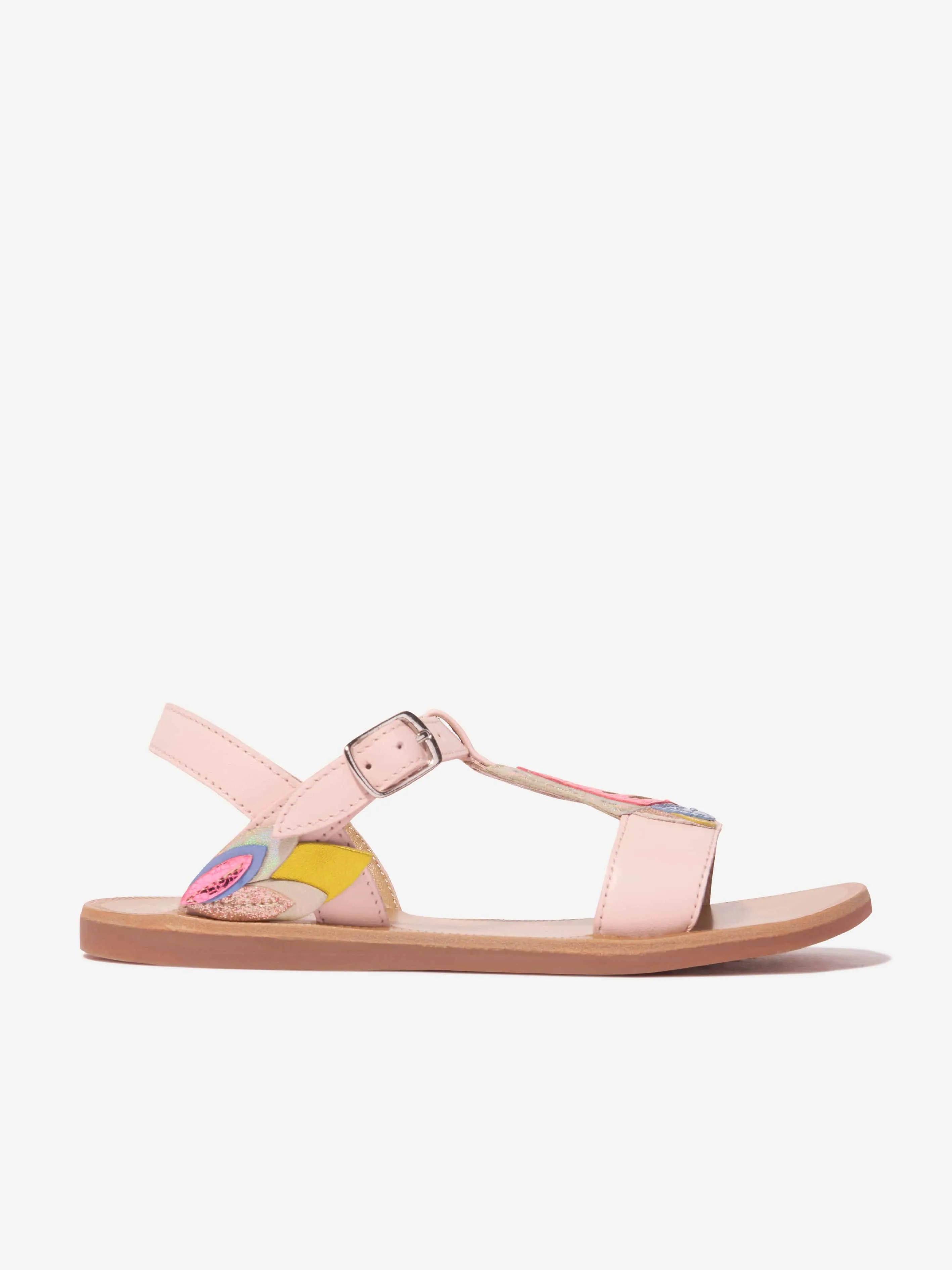 Pom D'Api Girls Leather Plagette Butterfly Sandals in Pink