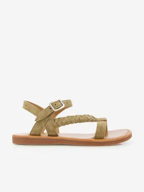 Pom D'Api Girls Leather Plagette Antik Sandals in Brown