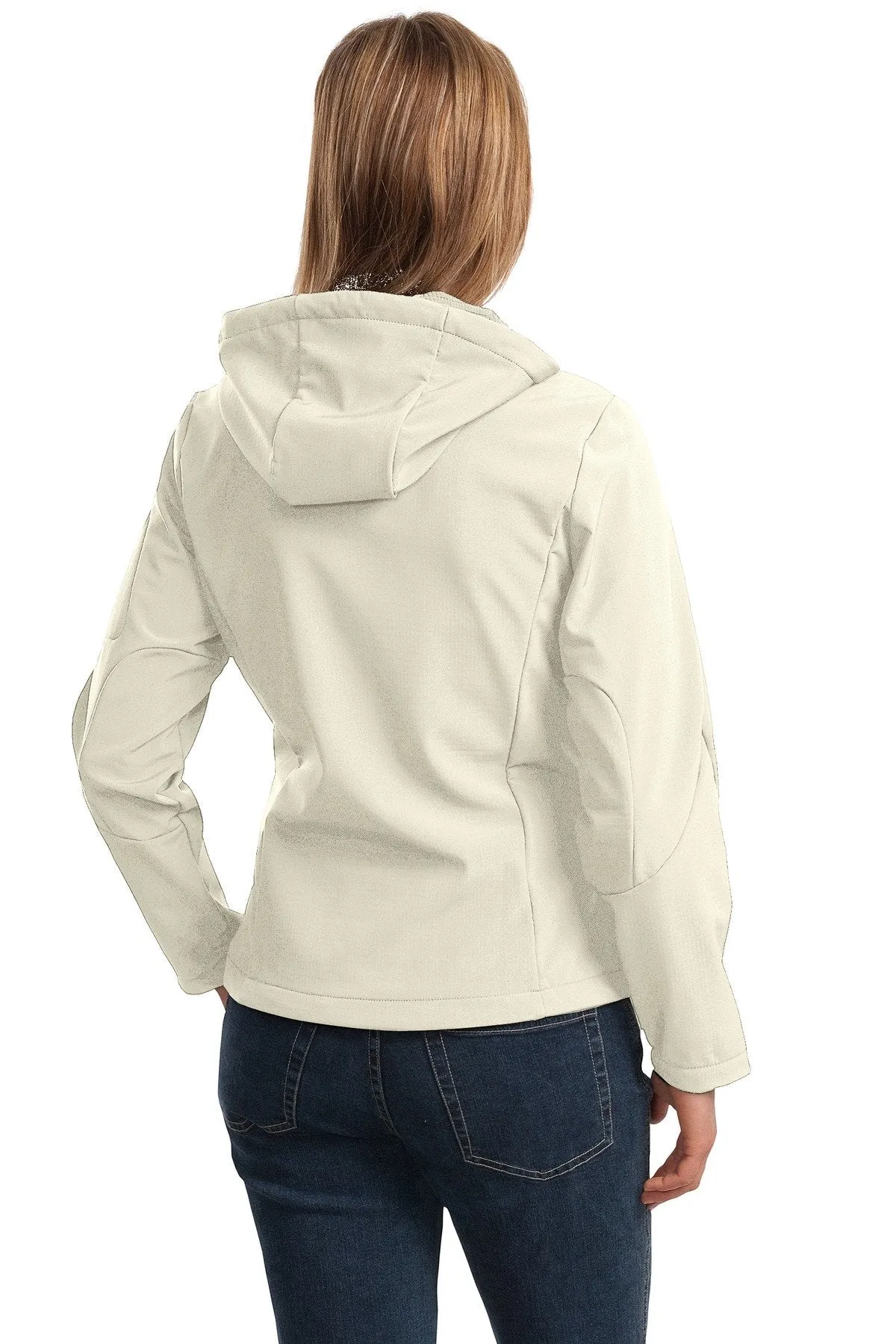 Port Authority Ladies Textured Hooded Soft Shell Jacket L706 Chalk White/Charcoal