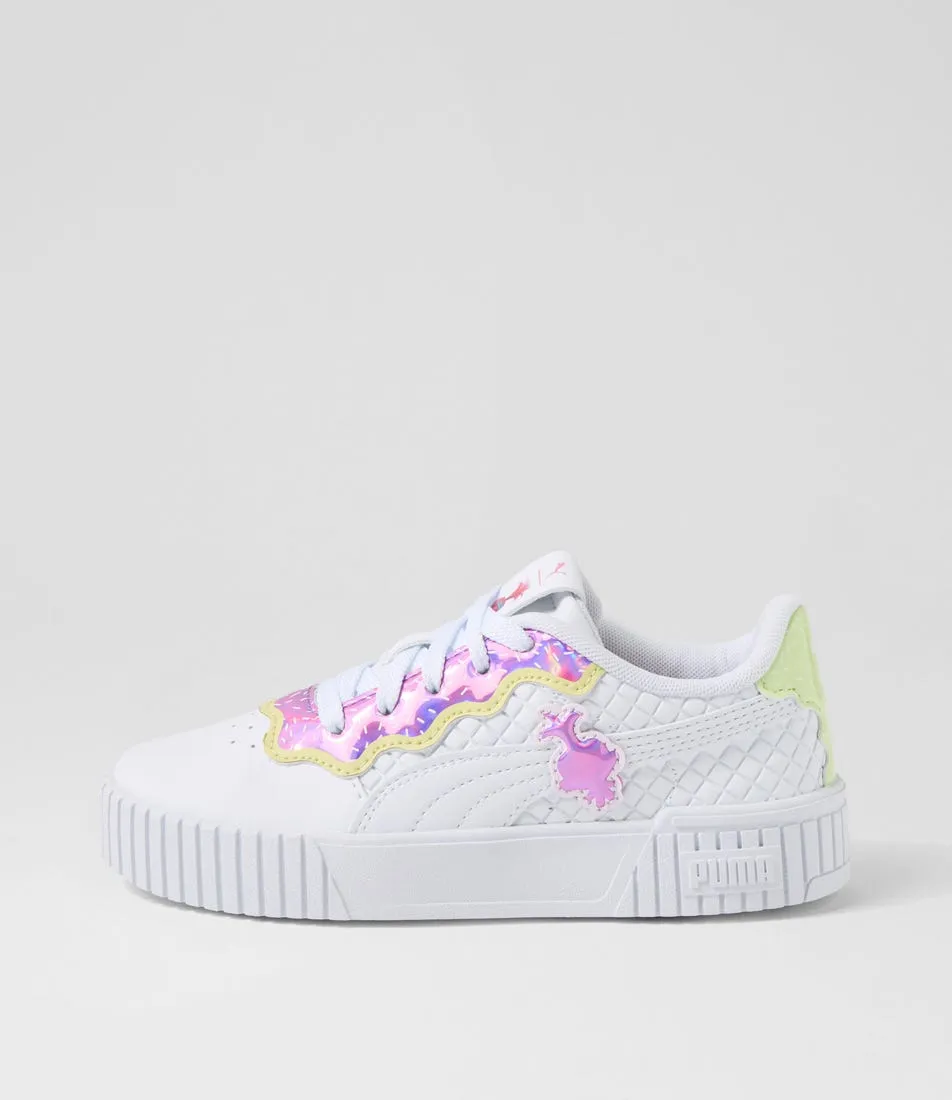 PUMA Carina 2 Trolls Jnr White Mauve Cucumber Sneakers
