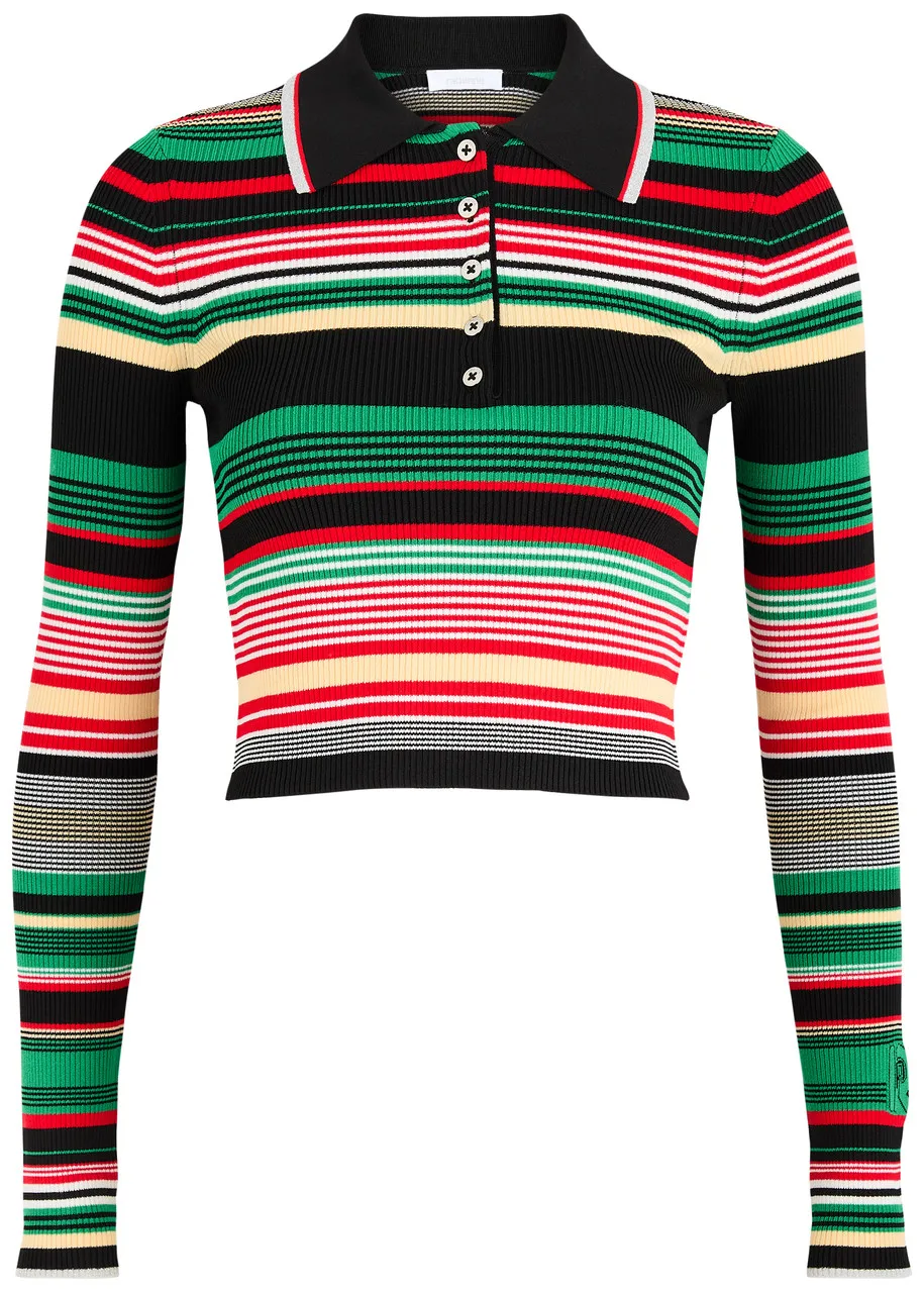 RABANNE Striped ribbed-knit polo shirt -                         -                     -                