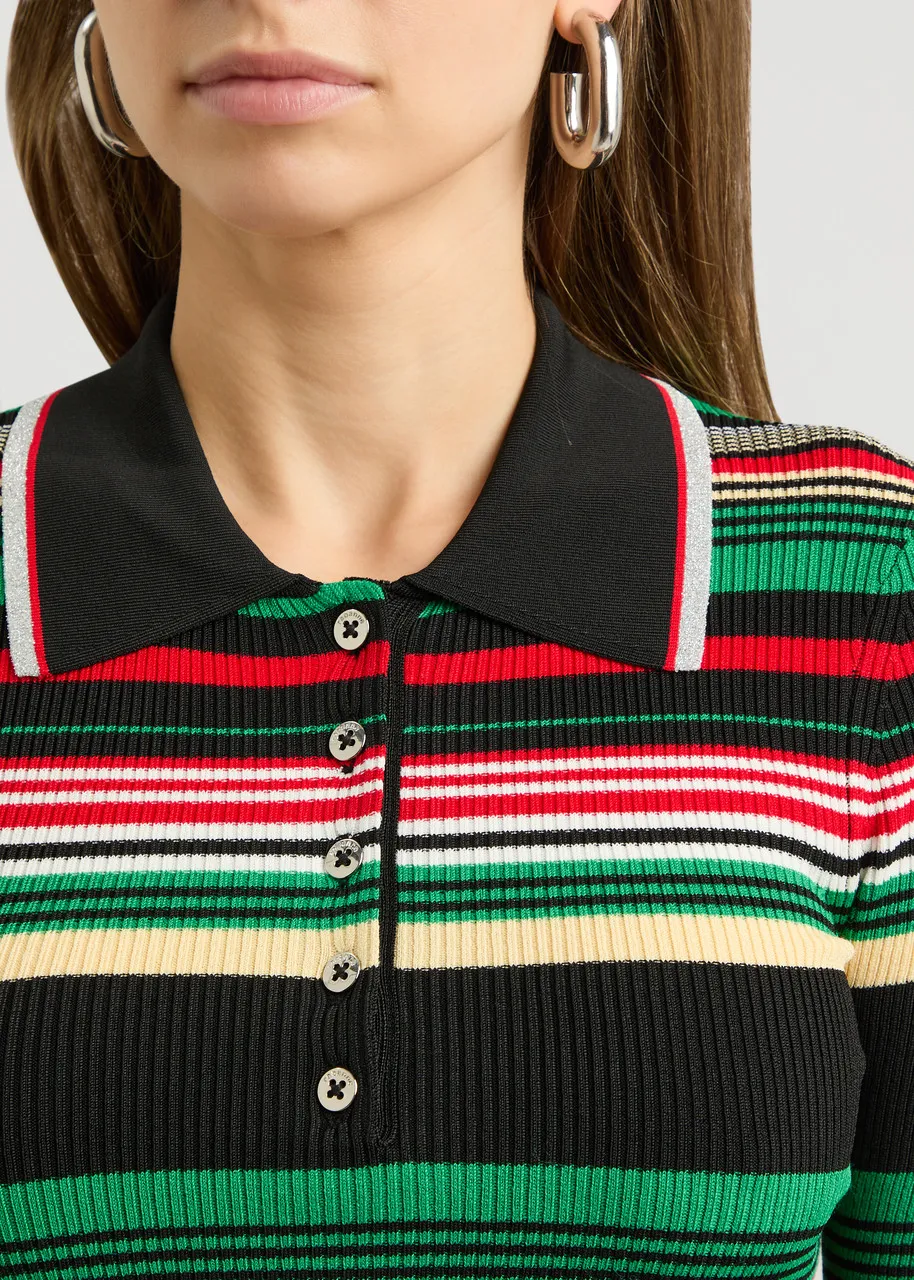 RABANNE Striped ribbed-knit polo shirt -                         -                     -                