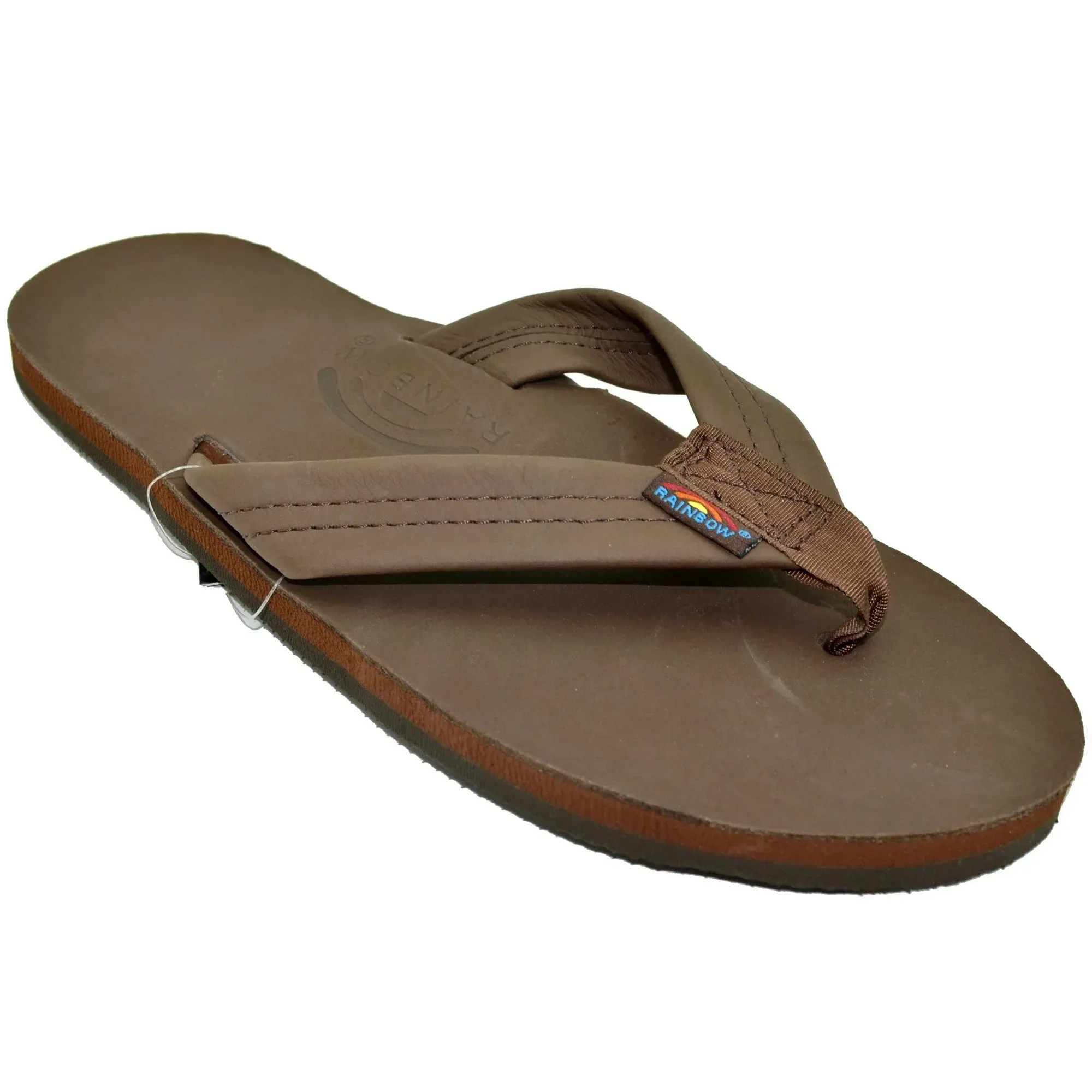 Rainbow Men’s Premium Leather Flip-Flops Sandals - Dark Brown