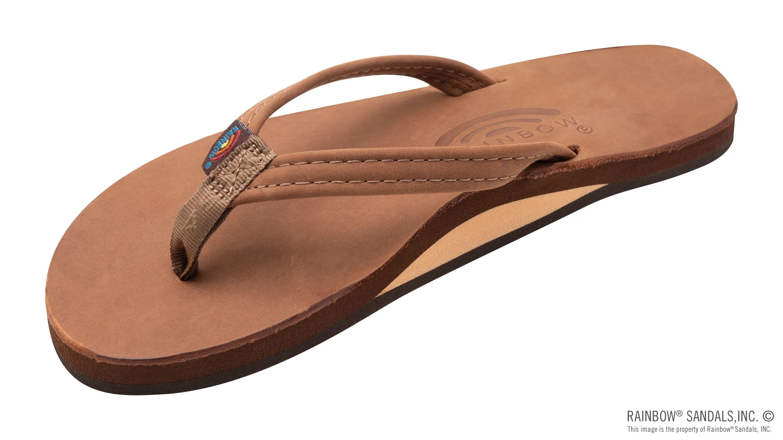 Rainbow Women's Premier Leather Single Layer Narrow Arch Sandals Redwood