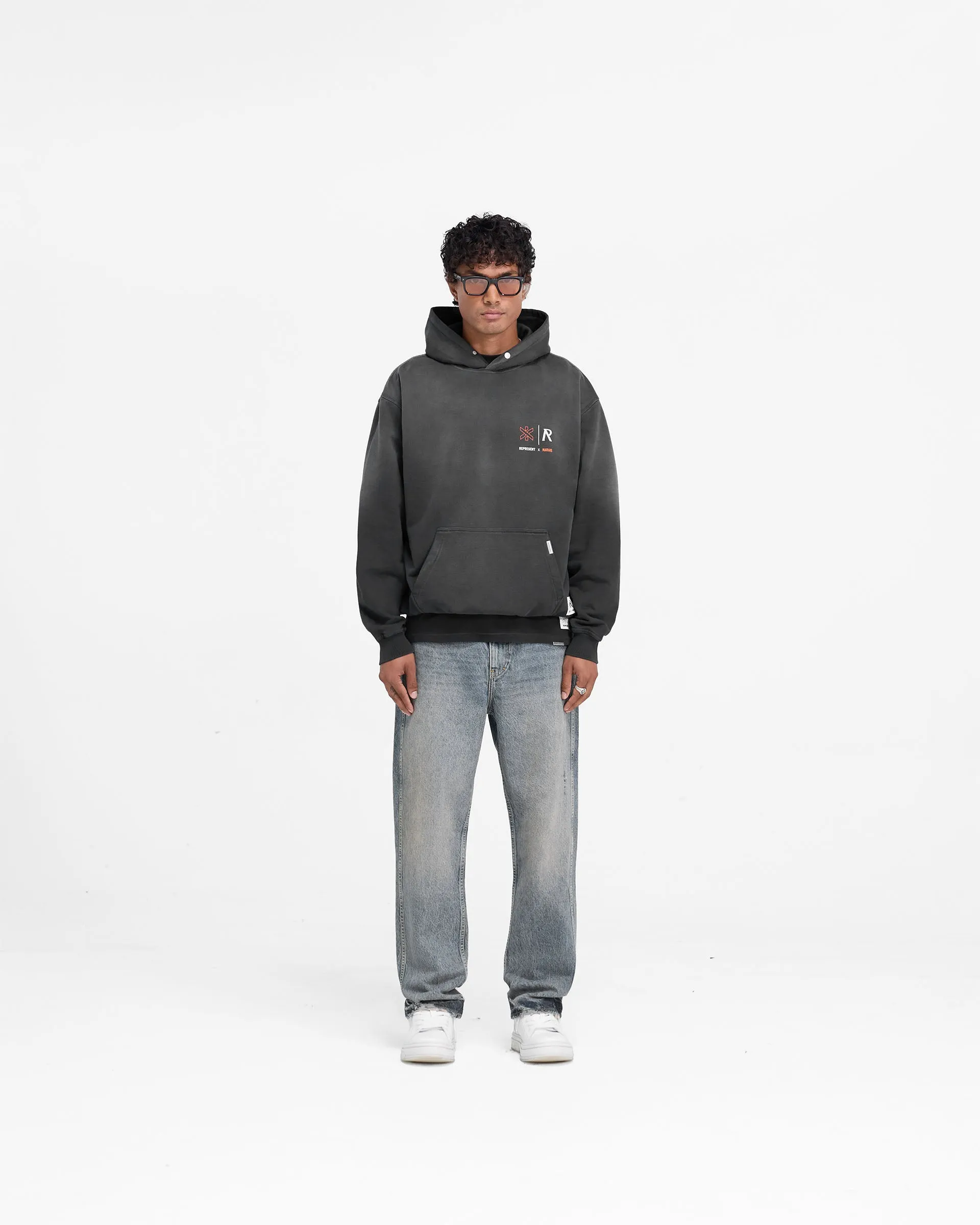 Represent X Marais Logo Lock Up Hoodie - Aged Black