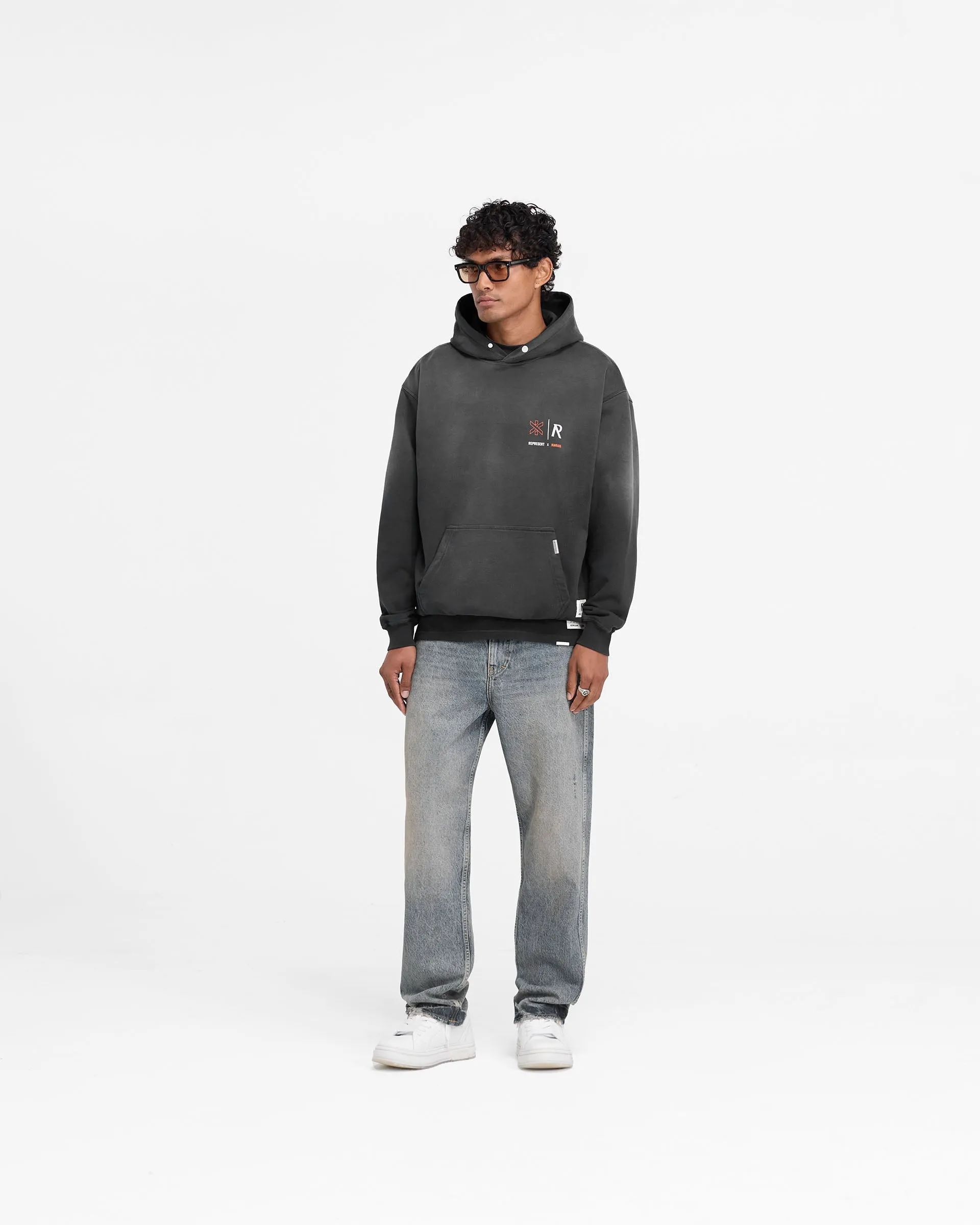 Represent X Marais Logo Lock Up Hoodie - Aged Black