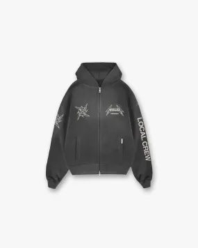 Represent X Metallica Local Crew Zip Hoodie - Stained Black