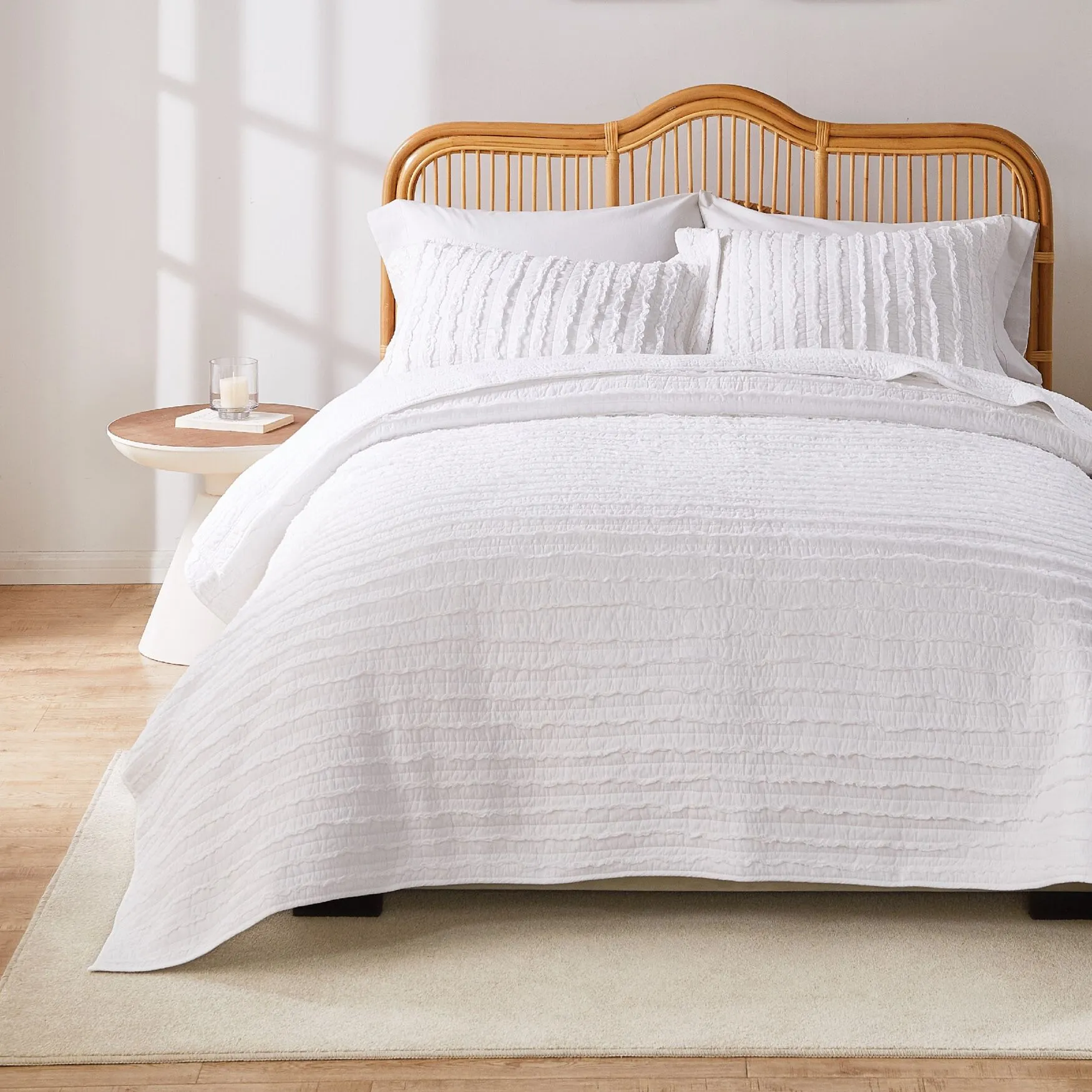 Ruffled Quilt And Pillow Sham Set