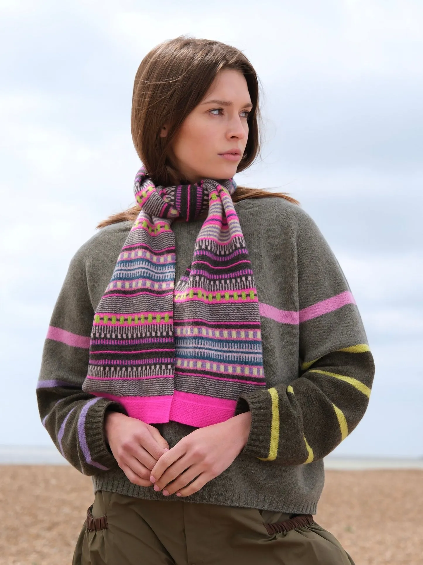 Sacs of Ashbourne   Quinton + Chadwick Small Stripe Scarf in Cochineal