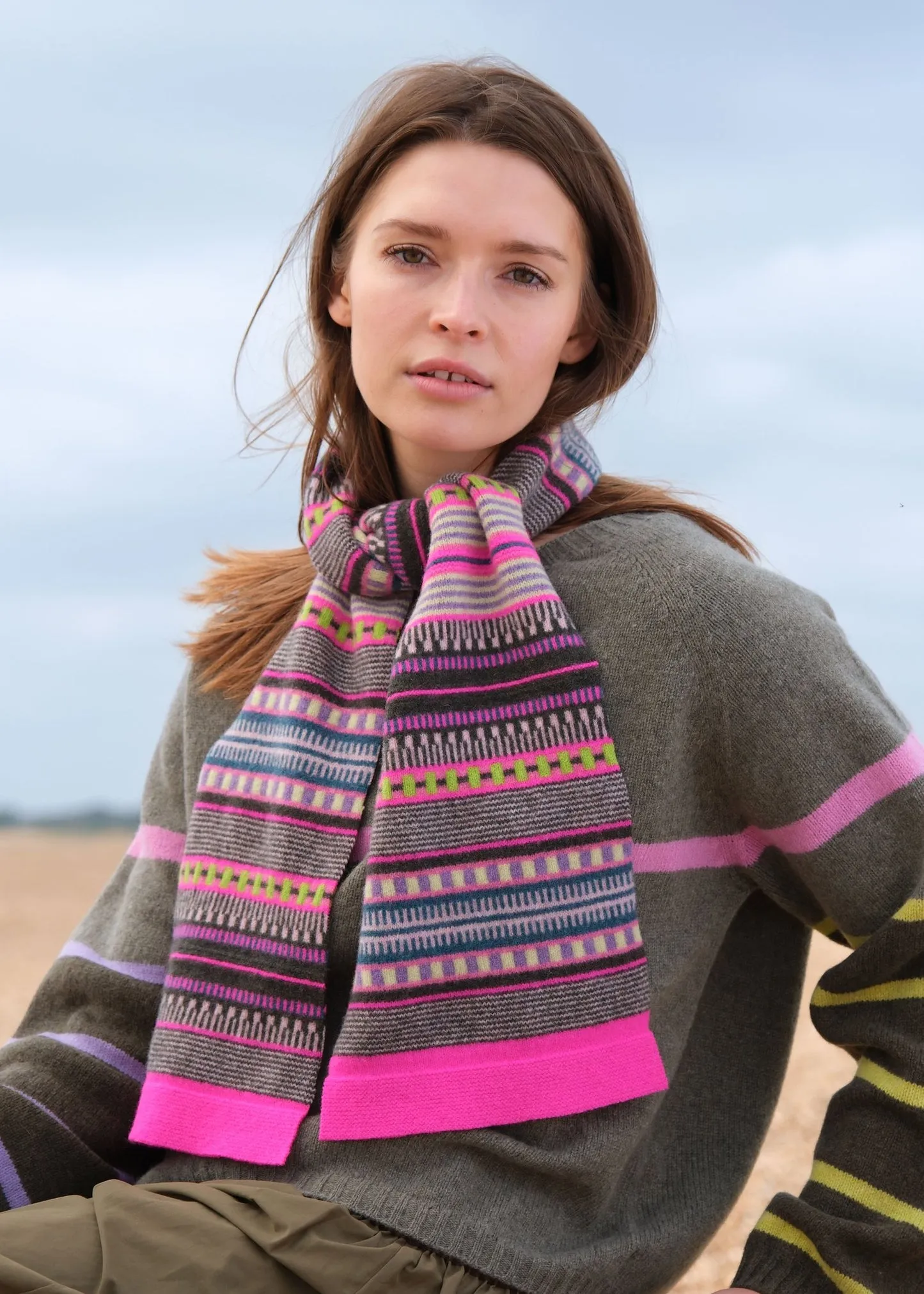 Sacs of Ashbourne   Quinton + Chadwick Small Stripe Scarf in Cochineal