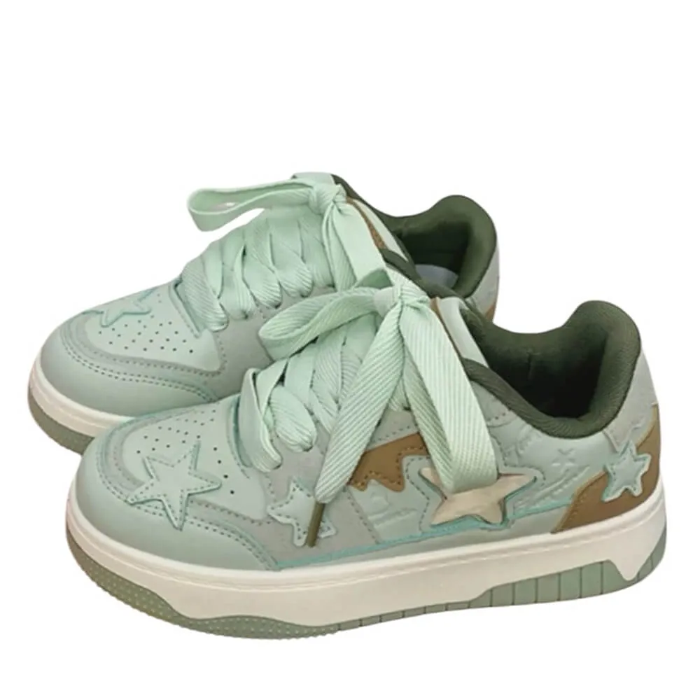 Sage Green Aesthetic Star Sneakers