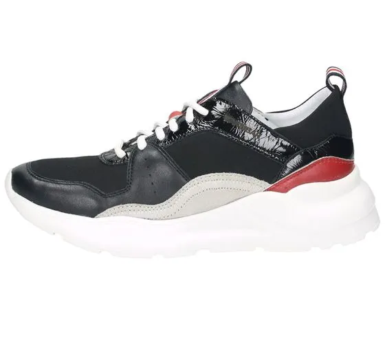 SANSIBAR scarpe da donna in vera pelle, sneakers eleganti, scarpe per il tempo libero 1064368 nero/bianco/rosso