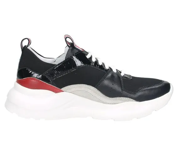 SANSIBAR scarpe da donna in vera pelle, sneakers eleganti, scarpe per il tempo libero 1064368 nero/bianco/rosso