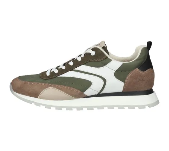 SANSIBAR scarpe uomo in vera pelle sneakers tempo libero con suola removibile 1096343 beige/verde/bianco