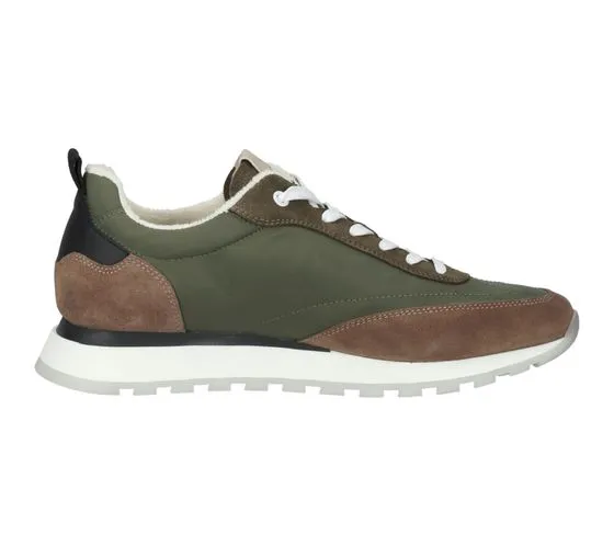 SANSIBAR scarpe uomo in vera pelle sneakers tempo libero con suola removibile 1096343 beige/verde/bianco