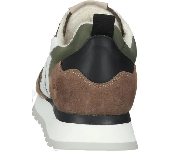 SANSIBAR scarpe uomo in vera pelle sneakers tempo libero con suola removibile 1096343 beige/verde/bianco