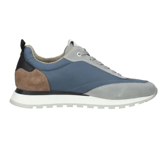 SANSIBAR sneakers da uomo in vera pelle con suola removibile, scarpe stringate alla moda 1096335 bianco/blu/grigio