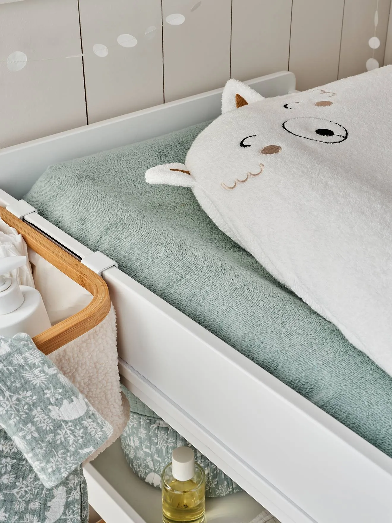 Set of 2 Changing Mattress Covers, Animals, in Towelling - hazel