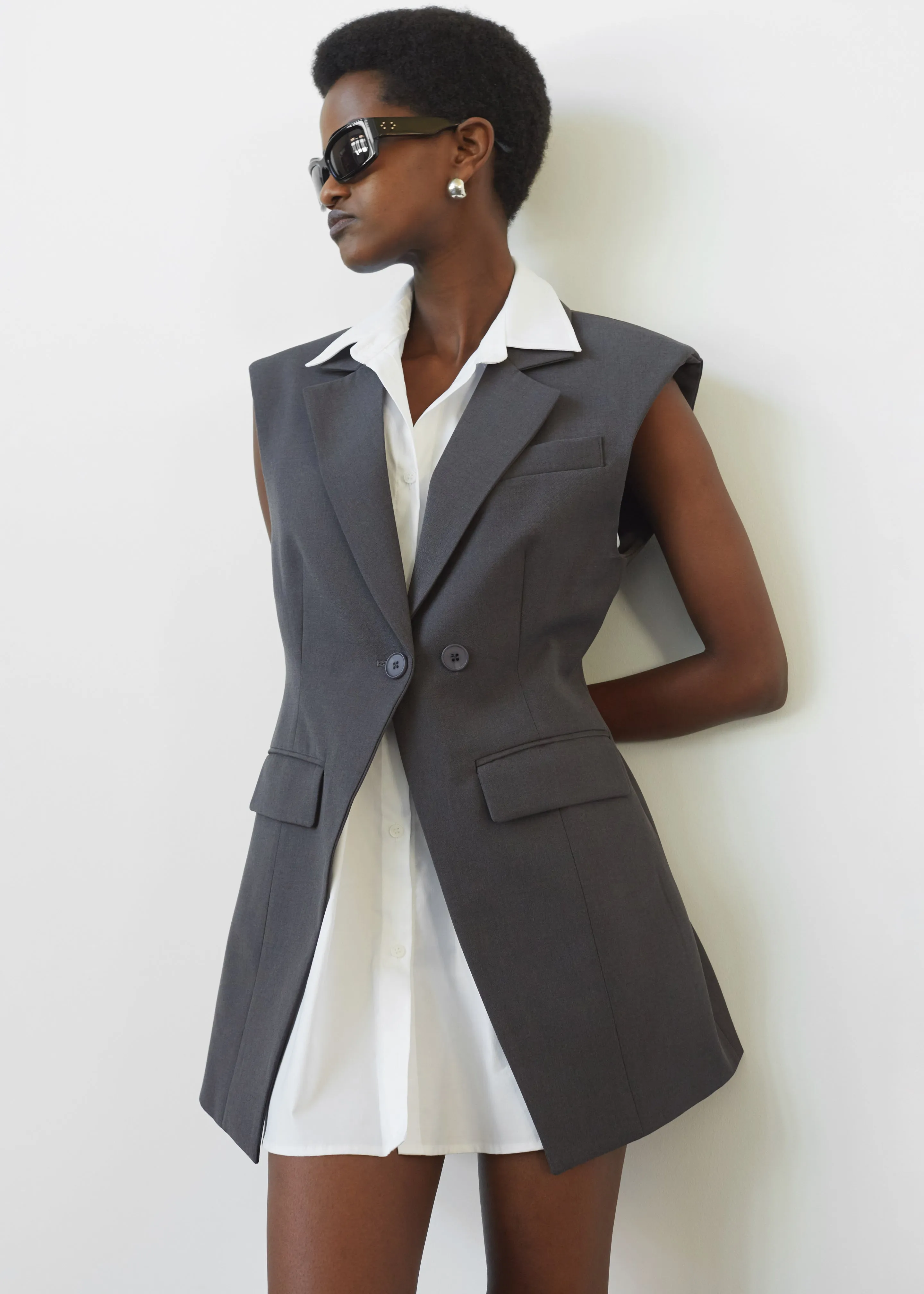 Shari Layered Vest - Charcoal