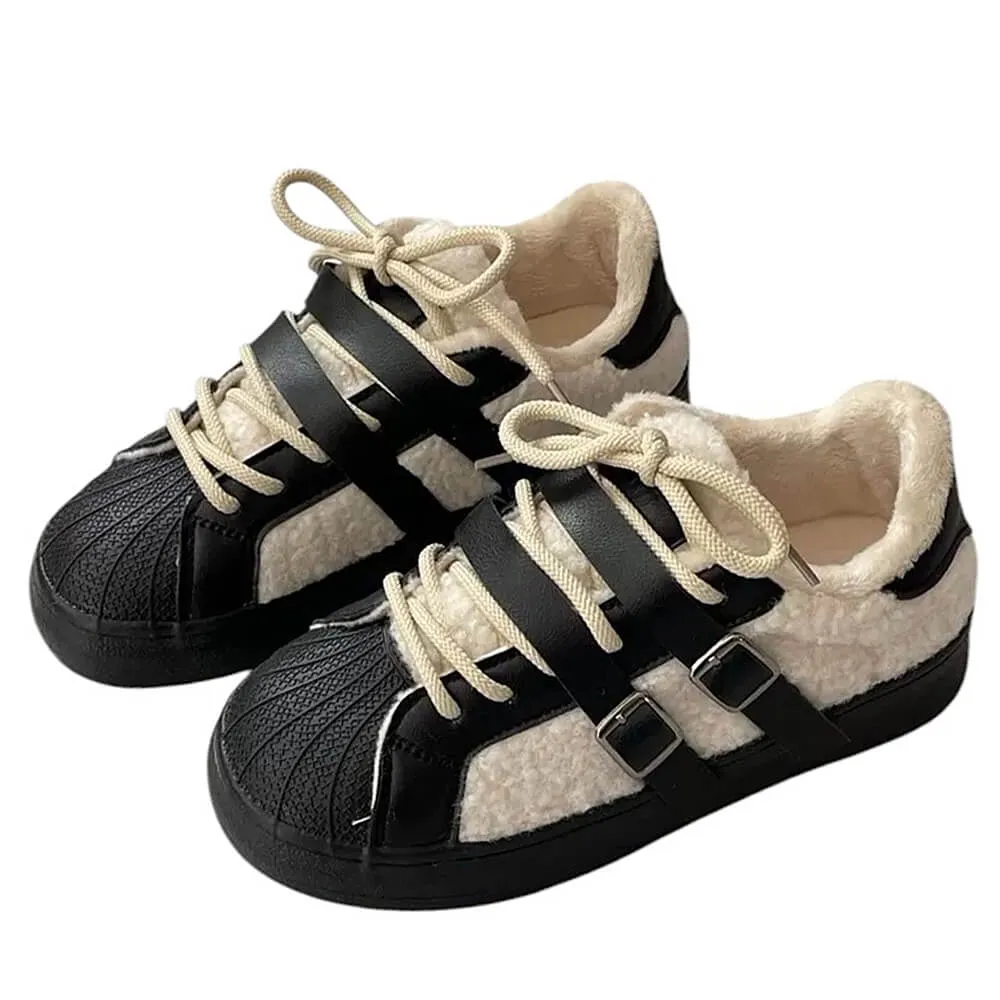 Sherpa Buckle Straps Sneakers