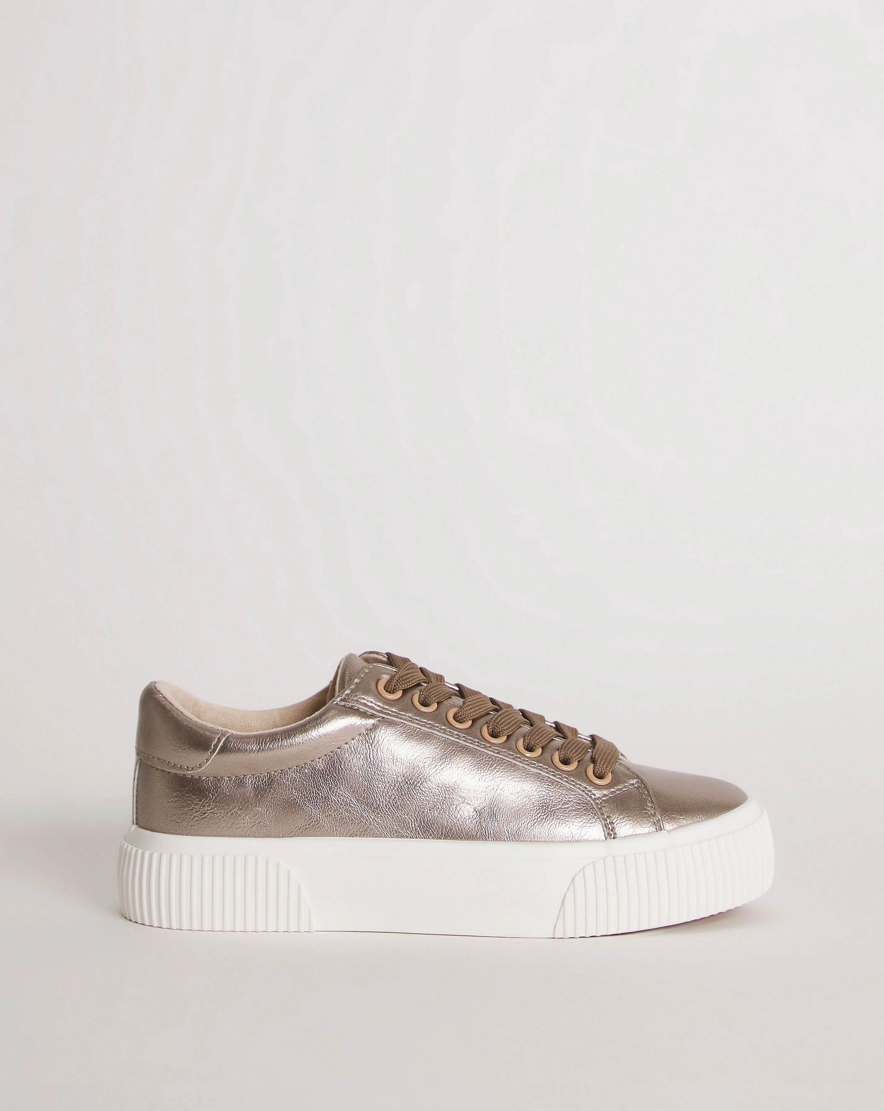 Sicilly Metallic Trainers Chunky Ribbed Sole Wide E Fit | Simply Be