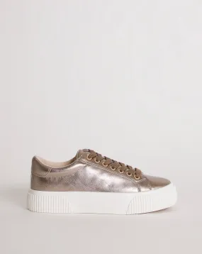 Sicilly Metallic Trainers Chunky Ribbed Sole Wide E Fit | Simply Be