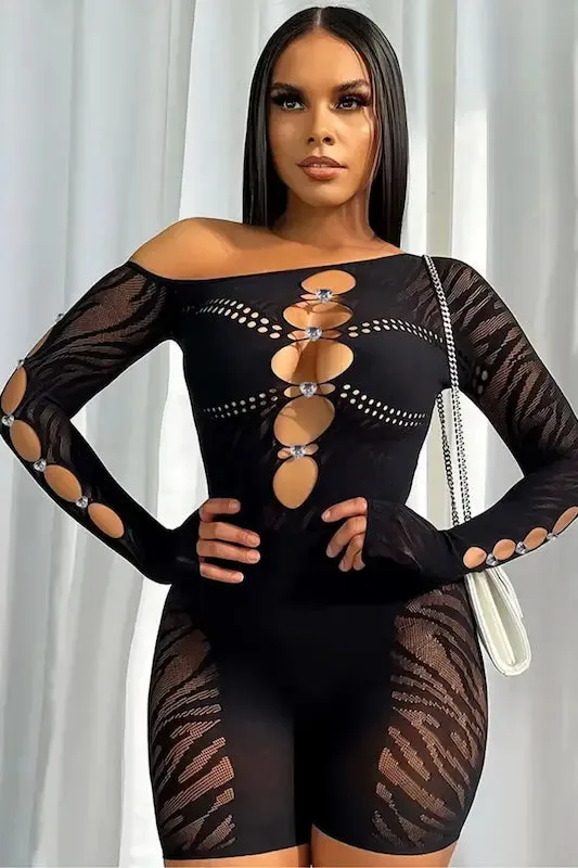 Single Shoulder Seamless Romper with Cutouts