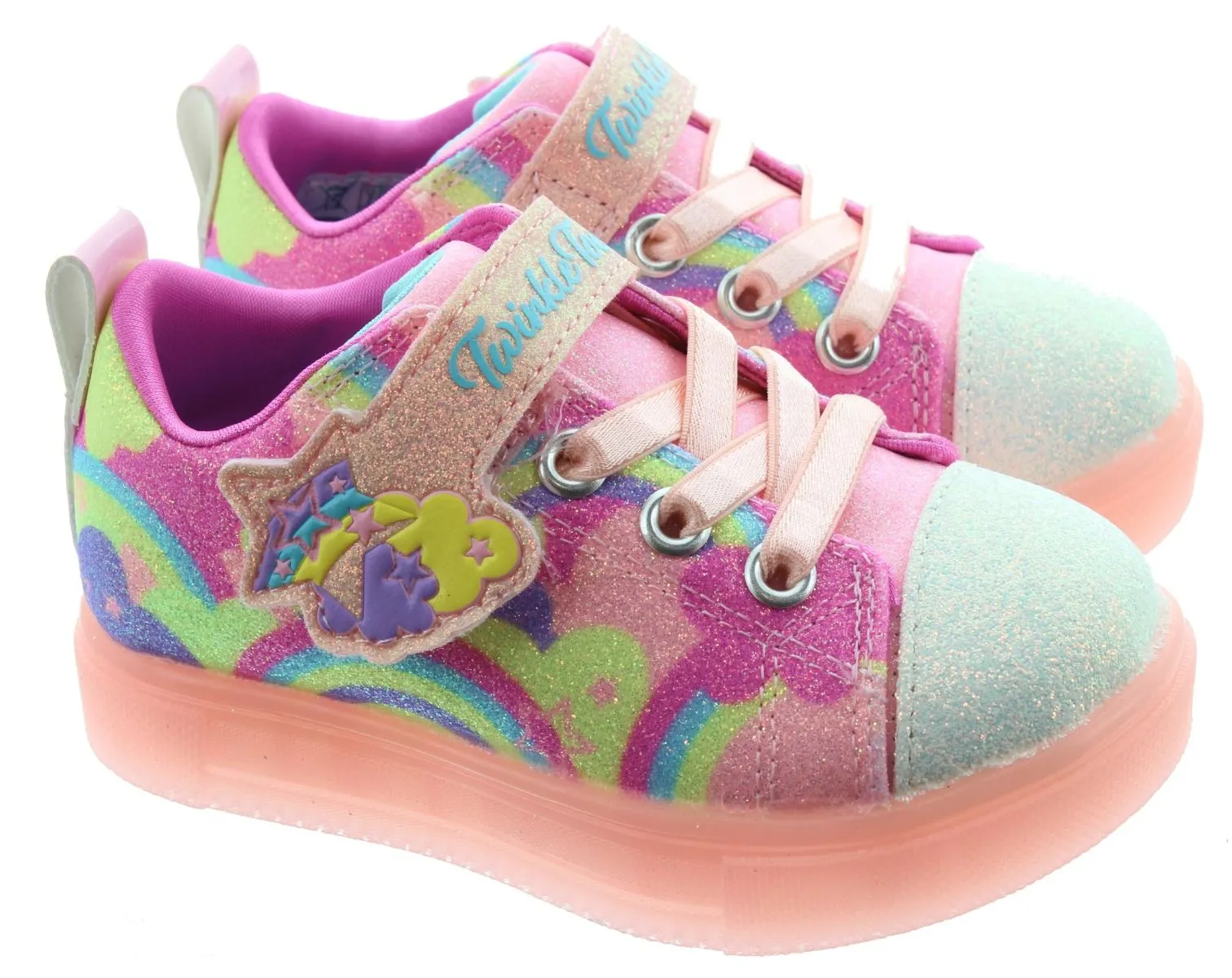SKECHERS Kids 314749 Twinkle Sparks Light Up Trainers In Coral Multi